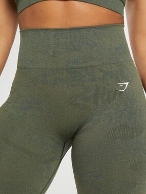 Gymshark Seamless Camo Leggings in Moss Olive